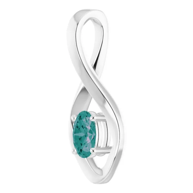14K White 6x4 mm Oval Natural Alexandrite Pendant