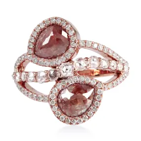18k Rose Gold Natural Ice Diamond Designer Ring Jewelry For Her