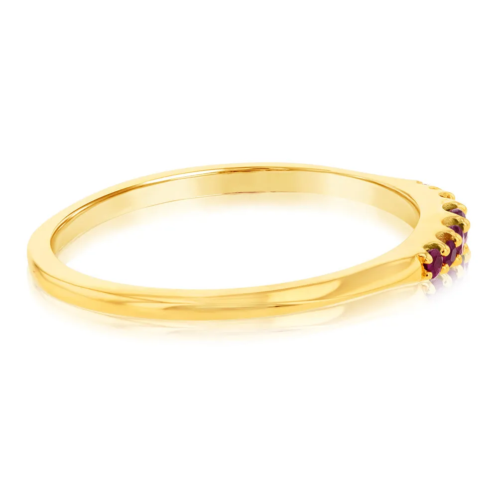 9ct Yellow Gold Graduating Natural Ruby Ring