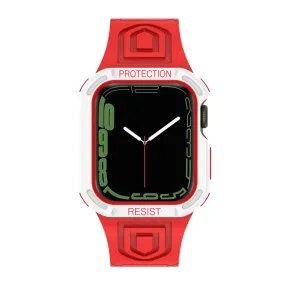 Apple Watch (41mm) color contrast watch strap    protective case - Red / White