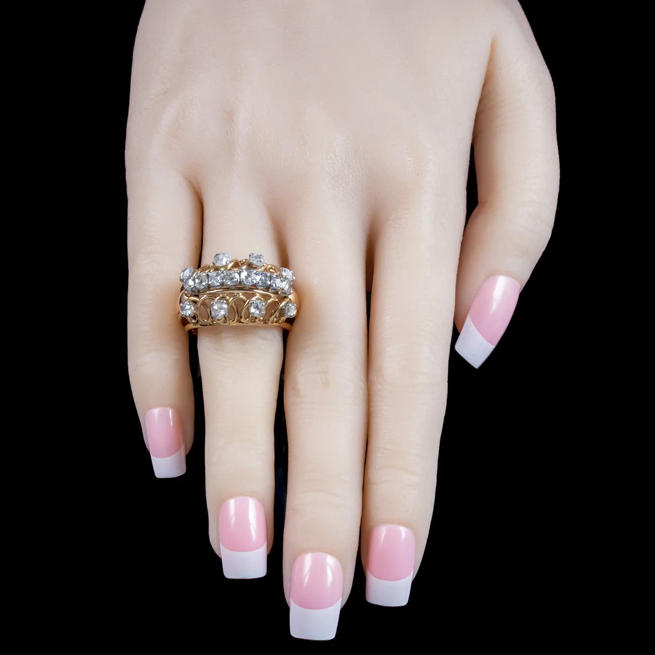 Art Deco French Diamond Boule Cocktail Ring 2ct Diamond