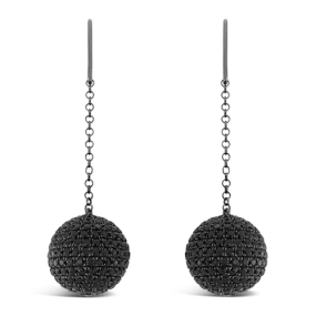 Black Spinel Ball Earrings