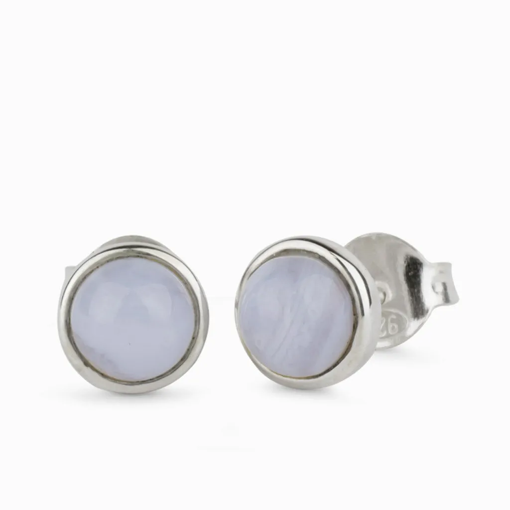 Blue Lace Agate Stud Earrings