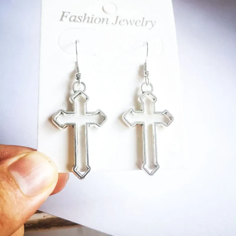 Cross Dangle Drop Earrings