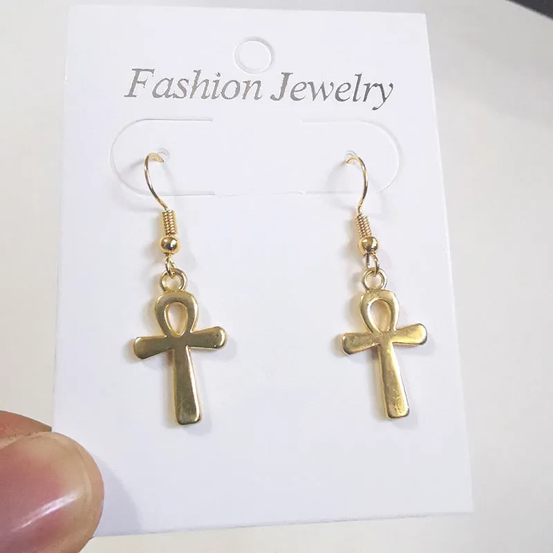 Cross Dangle Drop Earrings