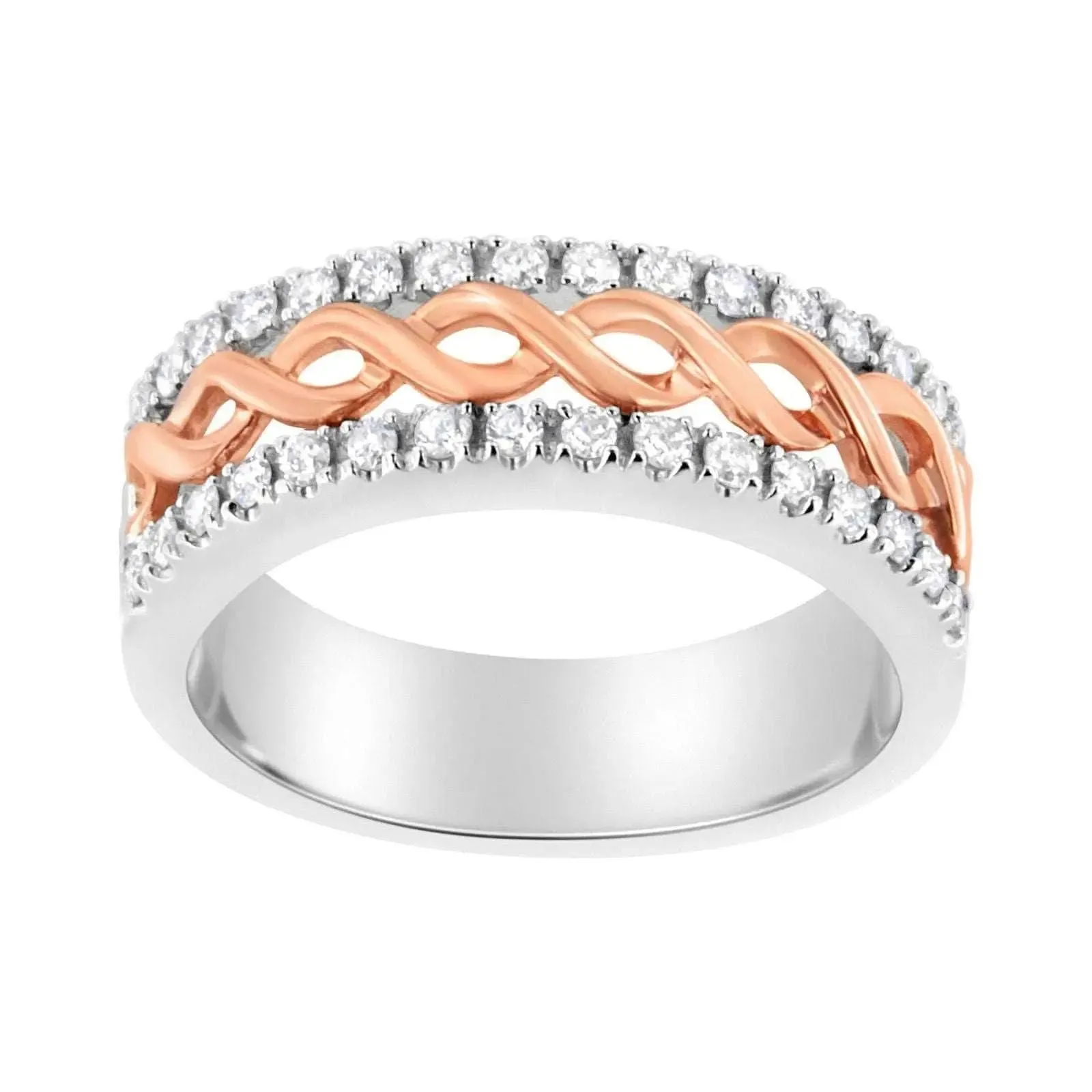 Eternal Love 10K White and Rose Gold Diamond Infinity Split Shank Ring - .33 cttw, Size 8 for All Occasions