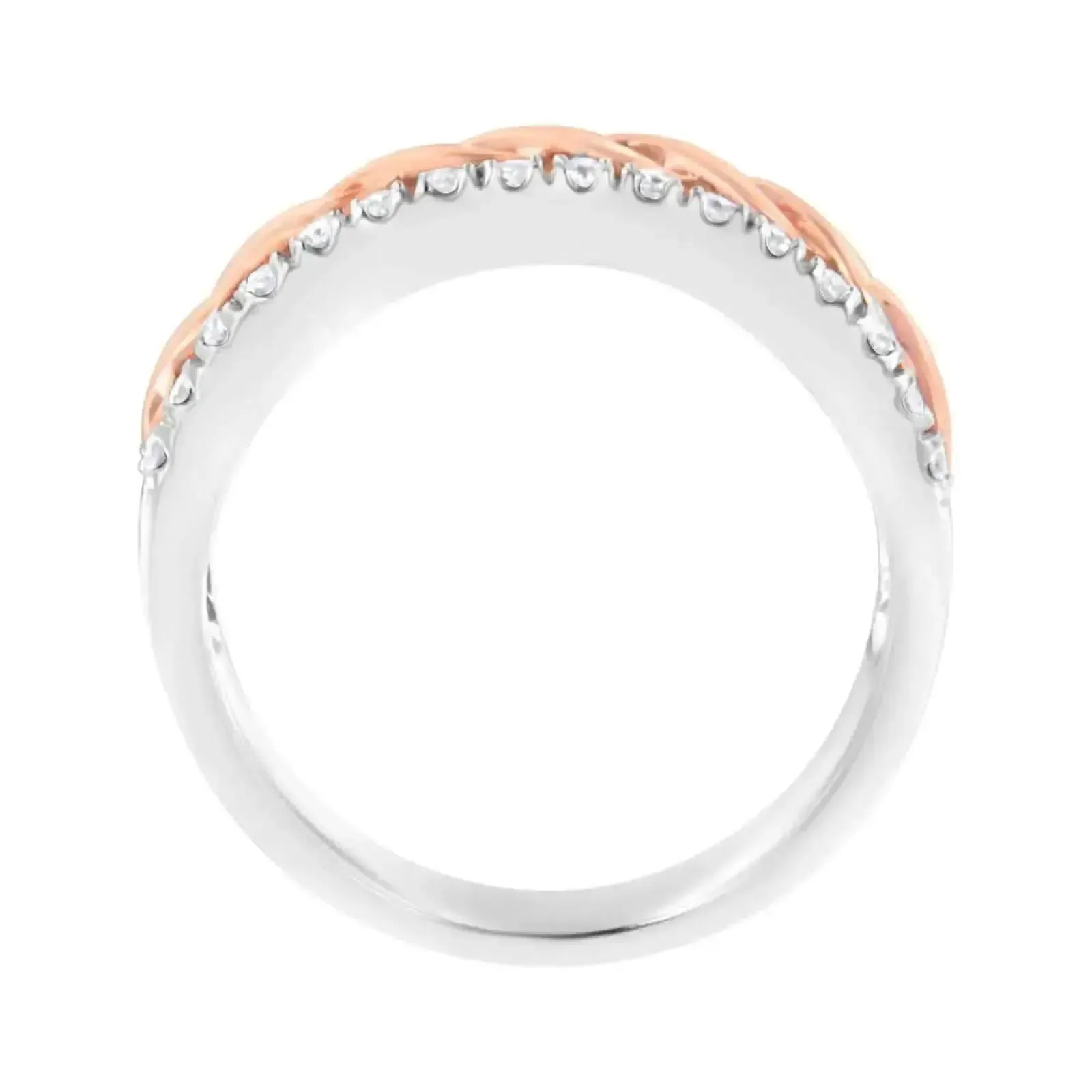 Eternal Love 10K White and Rose Gold Diamond Infinity Split Shank Ring - .33 cttw, Size 8 for All Occasions