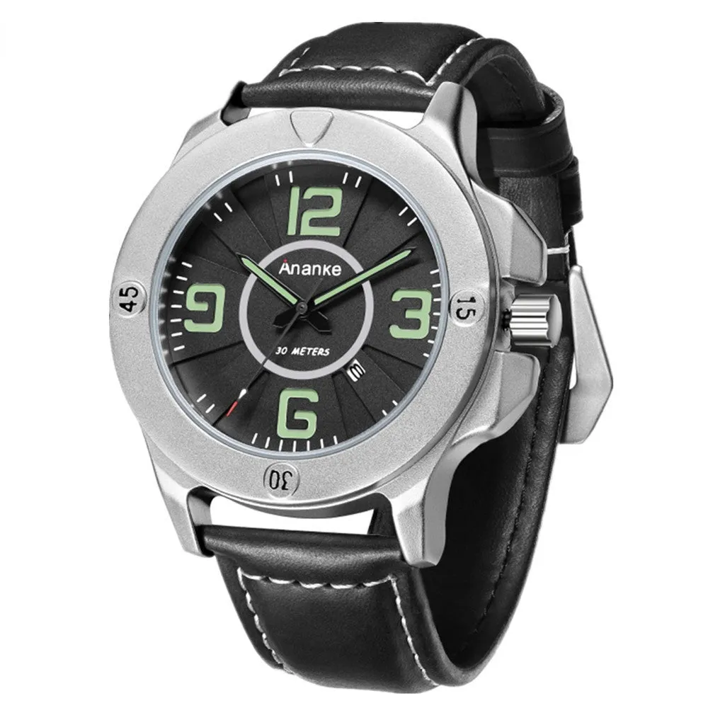 European and American Motorcycle Men's Watch Leather Strap Japanese Movement Waterproof Men's Quartz Watch