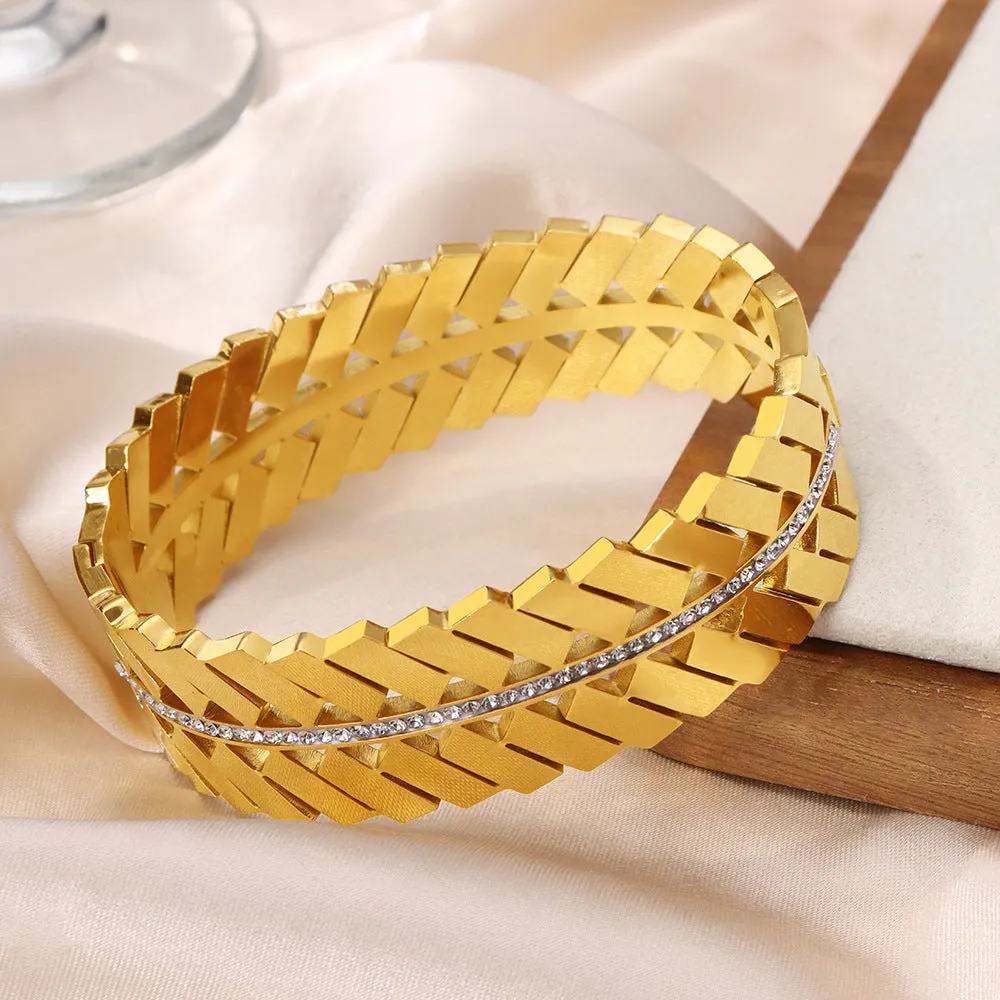 European Charm Hollow Gold-Plated Zircon Bracelet Jewelry for Women