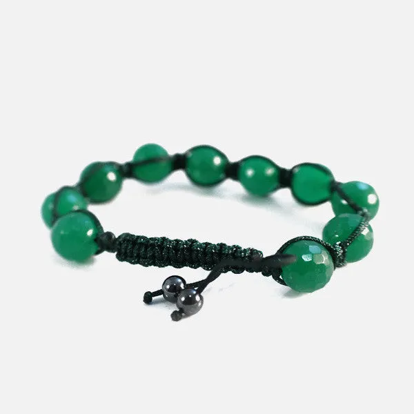 Green Stone Beaded Friendship Macrame Bracelet