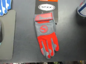 New STXX SheepSkin Leather Batting Gloves Red/Gray Size Yth L