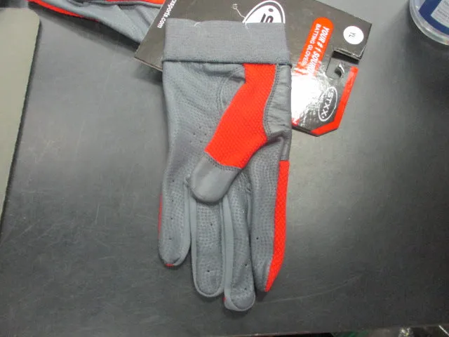 New STXX SheepSkin Leather Batting Gloves Red/Gray Size Yth L