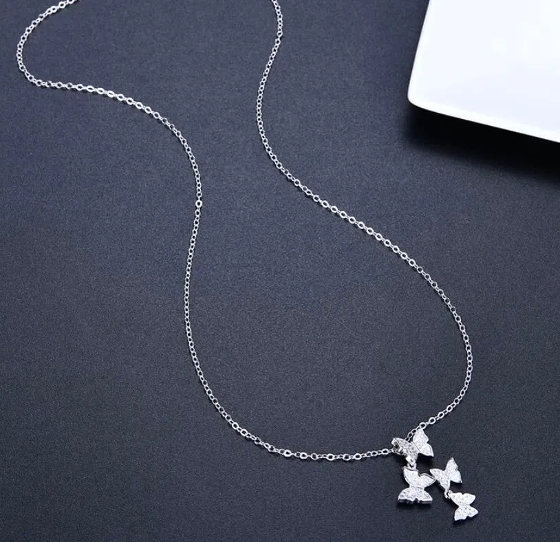 "Bettina" - Sterling Silver Butterfly Bridal Necklace - Available in Silver and Rose Gold
