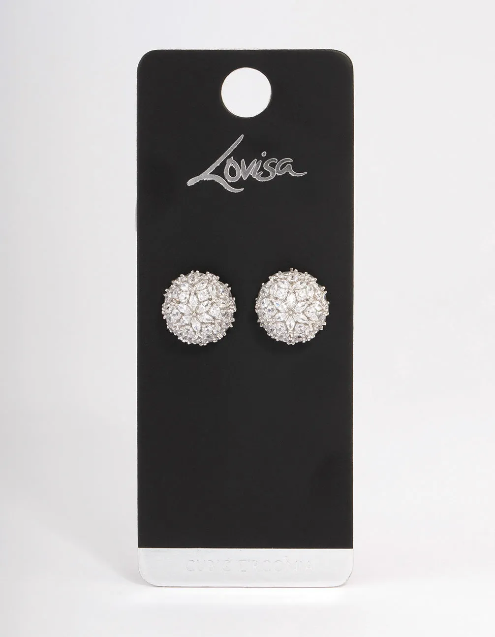 Rhodium Dome Sparkle Earrings