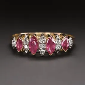 RUBY DIAMOND COCKTAIL RING 14k YELLOW GOLD BAND NATURAL RED ESTATE 0.72ct