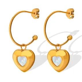 Stainless Steel Hoop Dangle Cross Earrings