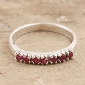 Sterling Silver and Ruby Band Ring - Pretty Princess | NOVICA