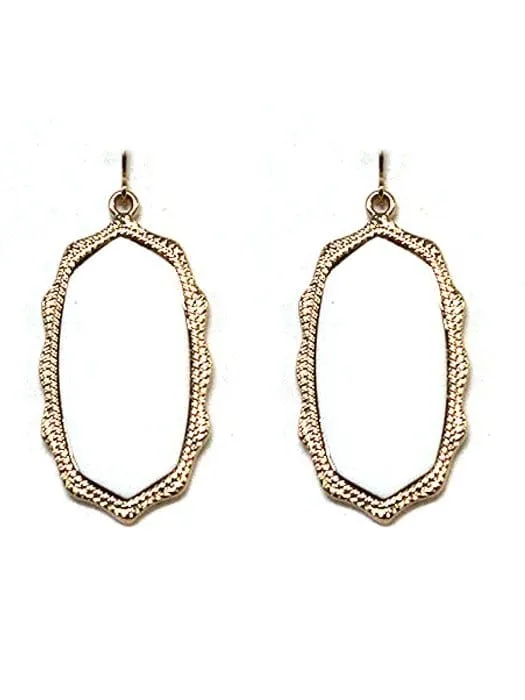 VE3198 Gold Rim Abstract Dangle Earrings