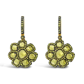 Yellow Diamond Flower Earrings